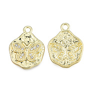 Rack Plating Alloy Pendants, with Crystal Rhinestone, Twist Teardrop with Butterfly, Cadmium Free & Nickel Free & Lead Free, Light Gold, 23.5x18x3mm, Hole: 2.2mm(PALLOY-T077-194)