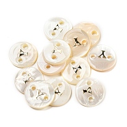 Freshwater Shell Buttons, Flat Round , Letter Y, 12x2mm, Hole: 1.6mm(BUTT-Z001-01Y)