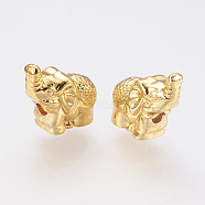 Long-Lasting Plated Alloy Beads, Elephant, Golden, 12x5.5x11mm, Hole: 2mm(PALLOY-G204-08G)