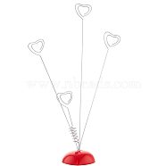 Resin Heart Base Memo Photo Holders, 4-Branch Metal Spiral Heart Card Holder, Red, 46.5x52x250mm(ODIS-WH0329-26)