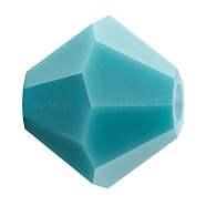 Preciosa&reg Crystal Beads, Czech Crystal, Bicone(451 69 302 Rondelle), 63030 Turquoise, 4mm, Hole: 0.8mm(X-PRC-BA4-63030)