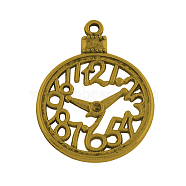 Alloy Clock Pendants, Tibetan Style, Cadmium Free & Nickel Free & Lead Free, Antique Golden, 39x30x2mm, Hole: 2mm, about 174pcs/836g(TIBEP-24057-AG-NR)
