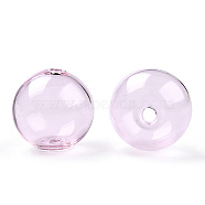 Transparent Blow High Borosilicate Glass Globe Beads, Round, for DIY Wish Bottle Pendant Glass Beads, Pink, 18x17mm, Hole: 2mm(GLAA-T003-09A)