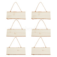 Unfinished Wood Pendant Decorations, Kids Painting Supplies, Wall Decorations, with Burlap Ropes, Rectangle, Bisque, 245~250mm(AJEW-WH0258-813)