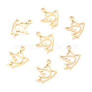 304 Stainless Steel Charms, Laser Cut, Peace Dove, Golden, 14x11.5x1.1mm, Hole: 1.4mm(STAS-O142-19G)