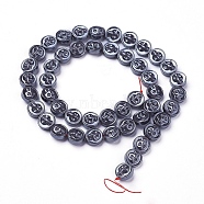 Non-magnetic Synthetic Hematite Beads Strands, Flat Round with Skull, 8.5x4.8~5mm, Hole: 1mm, about 42pcs/strand, 15.5 inch(39.5cm)(G-F613-02)