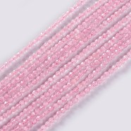 Glass Beads Strands, Faceted, Round, Pink, 2x2mm, Hole: 0.4mm, about 193~197pcs/strand, 14.17 inch~15.51 inch(36~39.4cm)(X-EGLA-E057-02A-08)