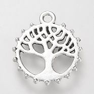 Tibetan Style Alloy Pendants, Cadmium Free & Lead Free, Flat Round with Tree of Life, Antique Silver, 18x16x1.5mm, Hole: 2mm, about 1350pcs/1000g(TIBE-S310-031AS-LF)