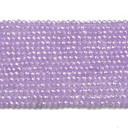 Cubic Zirconia Bead Strands, Faceted Rondelle, Plum, 2mm, Hole: 0.6mm, about 187pcs/strand, 14.76 inch(37.5cm)(ZIRC-C006-01A-09)