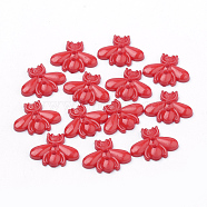 2-Hole Acrylic Buttons, Bees, Red, 17x22x3mm, Hole: 1.5~2mm(BUTT-Q037-15A)