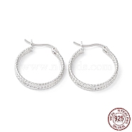 Rhodium Plated 925 Sterling Silver Hoop Earrings, Double Layer Rings, with S925 Stamp, Real Platinum Plated, 25x3x20.5mm(EJEW-K258-14P)