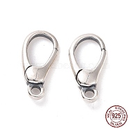 925 Sterling Silver Keychain Clasps, Teardrop, Antique Silver, 14x7x3mm, Hole: 1.6mm, Inner Diameter: 6.5x5mm(STER-D036-05AS)