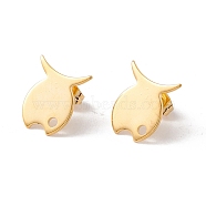 201 Stainless Steel Stud Earring Findings with Hole, 304 Stainless Steel Pins and Ear Nuts, Fish, Real 24K Gold Plated, 15x12.5mm, Hole: 1.8mm, Pin: 0.8mm(EJEW-A071-11A-G)
