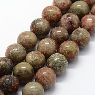 Natural Unakite Beads Strands, Round, 6mm, Hole: 0.8mm, about 63pcs/strand,  14.76 inch(37.5cm)(G-I199-19-6mm)