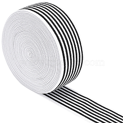 BENECREAT Flat Elastic Rubber Cord/Band, Webbing Garment Sewing Accessories, Black & White, 40mm(OCOR-BC0001-35)