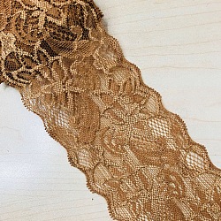 Elastic Lace Trim, Lace Ribbon For Sewing Decoration, Camel, 80mm(OCOR-WH0024-A02)