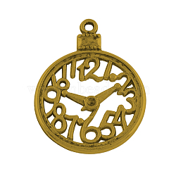 Alloy Clock Pendants, Tibetan Style, Cadmium Free & Nickel Free & Lead Free, Antique Golden, 39x30x2mm, Hole: 2mm, about 174pcs/836g(TIBEP-24057-AG-NR)