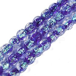 Handmade Foil Lampwork Beads Strands, Square, Indigo, 10x9x9.5mm, Hole: 1.2mm, about 40pcs/strand, 14.76''(37.5cm)(FOIL-K003-05B)