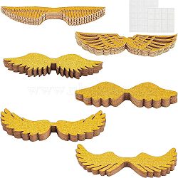 FINGERINSPIRE 120 Sets 6 Style Paper Cake Topper Accessories, Glittered Cake Decoration, with Stickers, Angle Wing, Gold, Wing: 14.5~30x97~101x0.4mm, Stickers: 8~9x0.5mm, 2pcs/set, 20 sets/style(AJEW-FG0002-16)