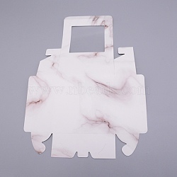 Marble Pattern Paper Cardboard Jewelry Boxes, with PVC Window, Square, White, Box: 12x12x4.5cm(X-CON-WH0039-08)