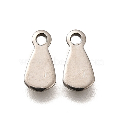 304 Stainless Steel Stamping Blank Tag Charms, Teardrop Charm, Stainless Steel Color, 8x4x1mm, Hole: 1.2mm(STAS-F311-04P-03)