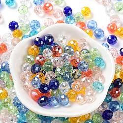 Glass Beads, Faceted, Rondelle, Mixed Color, 8x6mm, Hole: 1mm, about 145pcs/60g(EGLA-A034-SM8mm-46)