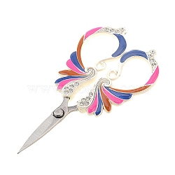 Stainless Steel Scissors, Embroidery Scissors, Sewing Scissors, with Zinc Alloy Rhinestones Handle, Silver, 110x60mm(WG72463-01)