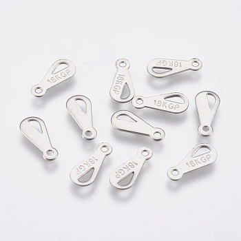304 Stainless Steel Chain Tabs, Chain Extender Connectors, Carved 18KGP, Stainless Steel Color, 11x5mm, Hole: 1.2mm