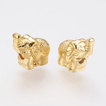 Long-Lasting Plated Alloy Beads, Elephant, Golden, 12x5.5x11mm, Hole: 2mm