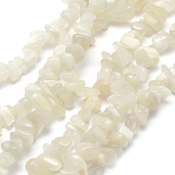 Naturelles perles pierre de lune blanc brins, puce, 5~8mm, Trou: 1mm, environ 33 pouce (84 cm)