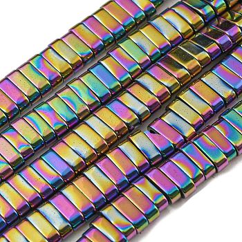 Electroplated Non-magnetic Synthetic Hematite Beads Strands, Rectangle, 2-Hole, Colorful, 6x2x3mm, Hole: 1.2mm, about 198pcs/strand, 16.02 inch(40.7cm)