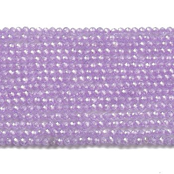 Cubic Zirconia Bead Strands, Faceted Rondelle, Plum, 2mm, Hole: 0.6mm, about 187pcs/strand, 14.76 inch(37.5cm)