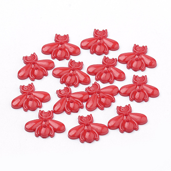 2-Hole Acrylic Buttons, Bees, Red, 17x22x3mm, Hole: 1.5~2mm