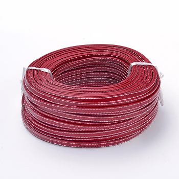 Leather Cords, Stitching, Red, 10x2mm, about 50Yards/Bundle(150 Feet/Bundle)