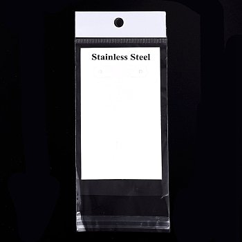 Rectangle Cellophane Bags, with Earring Display Card, White, 18x7.5cm, Unilateral Thickness: 0.03mm, Inner Measure: 12x7.5cm, Display Card: 11x6.5x0.045cm