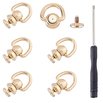 6Pcs Brass Decorative Rivets, for Purse, Bags, Leather Crafts Decoration, with 1Pc Steel Screwdriver, Light Gold, 28x19x12mm, Hole: 13x13.5mm