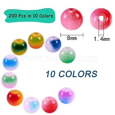 200Pcs 10 Colors Spray Painted Glass Beads(GLAA-SZ0001-79)-2