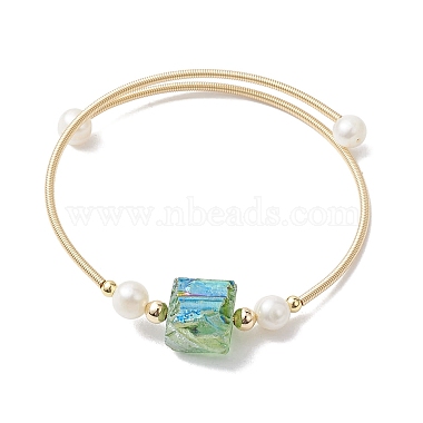 bracelet manchette en perles de quartz naturel galvanisé(BJEW-JB10195)-3