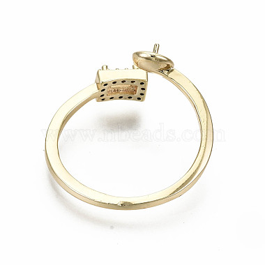 Brass Micro Pave Clear Cubic Zirconia Peg Bails Cuff Finger Ring Settings(KK-S360-011-NF)-4