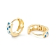 Tartan Pattern Enamel Chunky Hinged Huggie Hoop Earrings for Women(EJEW-P196-22G-03)-2