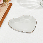 1Pc Porcelain Jewelry Holder Tray, Cosmetics Jewelry Rings, Necklaces, Earrings Organizer, Heart, Floral White, 98x101x22mm(ODIS-LP0001-12)