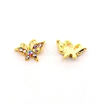 Alloy Rhinestone Cabochons, Butterfly, for Nail Art Studs and Nail Art Decoartion Accessories, Crystal AB, 12.3x9x2.5mm(MRMJ-WH0012-14B)