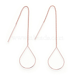 Brass Stud Earring Findings, Ear Threads, Teardrop, Rose Gold, 105~115mm(include pin length), 25x16.5mm, pin: 0.6mm(KK-S345-066RG)