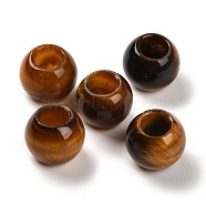 Natural Tiger Eye European Beads, Large Hole Beads, Round, 12x9~9.5mm, Hole: 5.5~6mm(G-R488-01J)