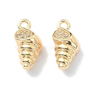 Brass Micro Pave Cubic Zirconia Pendants, Conch, Real 18K Gold Plated, 12.5x6x4.5mm, Hole: 1.4mm(KK-A194-05G)