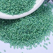 MIYUKI Delica Beads, Cylinder, Japanese Seed Beads, 11/0, (DB2053) Luminous Mermaid Green, 1.3x1.6mm, Hole: 0.8mm, about 10000pcs/bag, 50g/bag(SEED-X0054-DB2053)