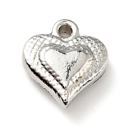 201 Stainless Steel Machine Polishing Charms, Heart, Stainless Steel Color, 11x10x3.5mm, Hole: 1.5mm(STAS-G261-22P)