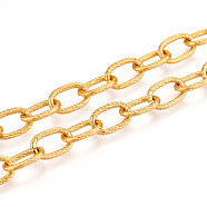 Aluminum Cable Chains, Textured, Unwelded, Oval, Oxidated in Gold, 12x8x1.5mm(X-CHA-K16302-11)