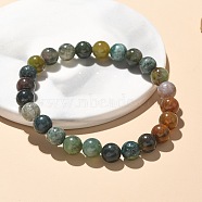 Natural Indian Agate Bead Stretch Bracelets, Round, 2-1/8 inch~2-3/8 inch(5.5~6cm), Bead: 8mm(X-BJEW-K212-B-010)