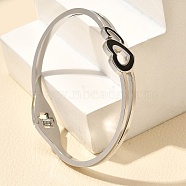 304 Stainless Steel Hinged Bangles for Women, with Enamel, Heart, Stainless Steel Color, Inner Diameter: 2-3/8x1-3/4 inch(5.9x4.6cm)(BJEW-F474-37P-01)